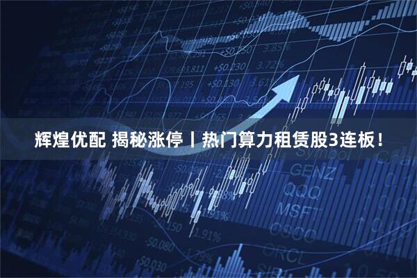 辉煌优配 揭秘涨停丨热门算力租赁股3连板！